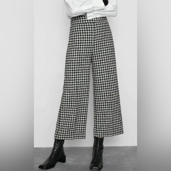 Zara Pants - ZARA HOUNDSTOOTH CULOTTES